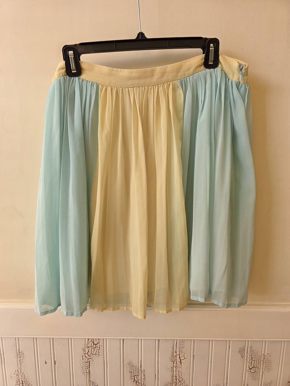 Emmalee Pastel Yellow and Mint Chiffon Pleated Skirt